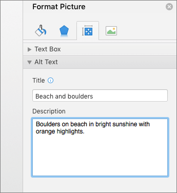 Screenshot of adding description text to image in MS word