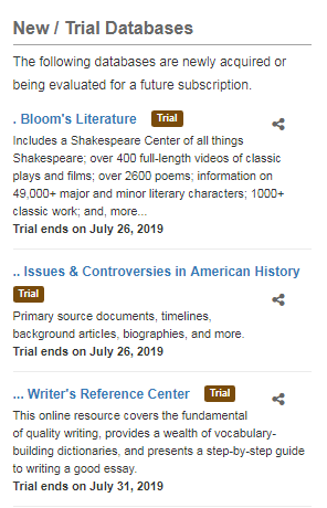 Infobase Trial Databases