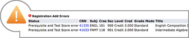 screen grab visual example registration with error