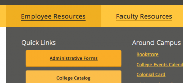 Employee resources navigation menu screenshot