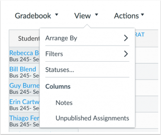 Change gradebook view