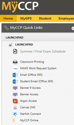 Screen Shot of MyCCP Launch pad Click on Starfish Connect icon