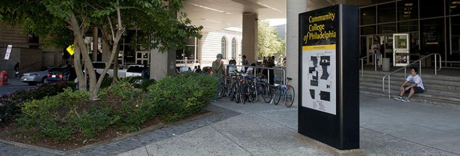 campus map kiosk in front of the West Building