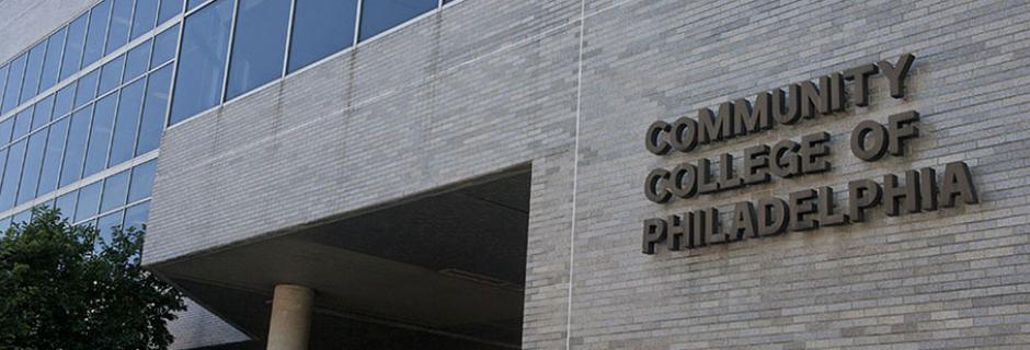 Community College of Philadelphia wording on side of West Building