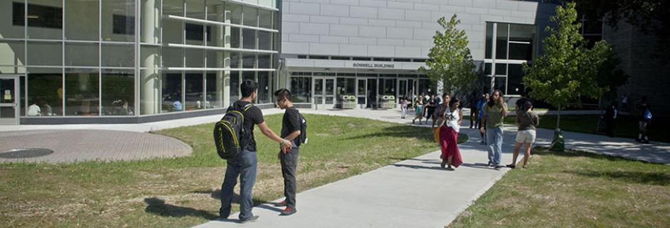 students in front of Bonnell Building