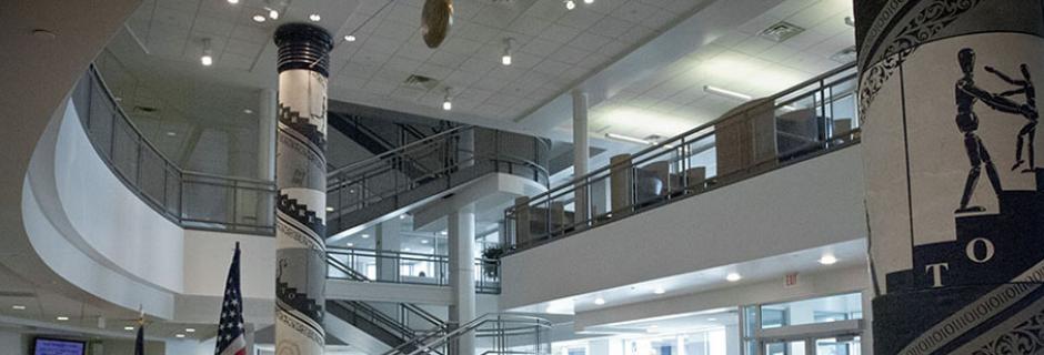 Interior of the Center for Business and Industry Lobby at CCP.