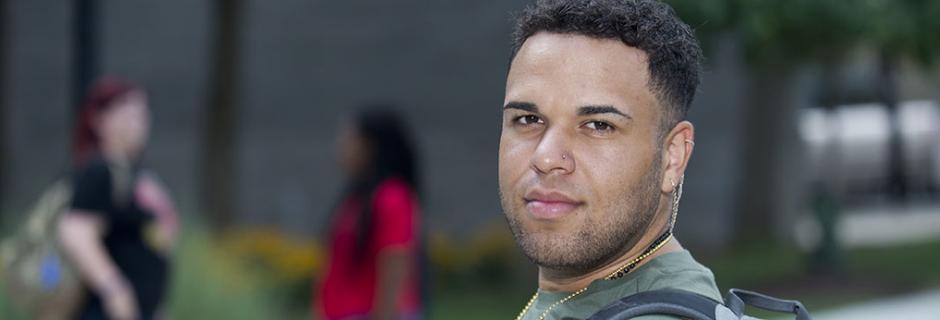 Student on Main Campus at Community College of Philadelphia.