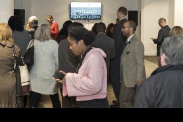 A crowd gathers for the ceremony