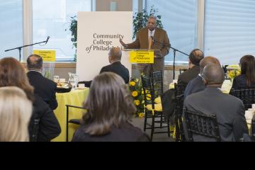 Willie Johnson addresses the audience