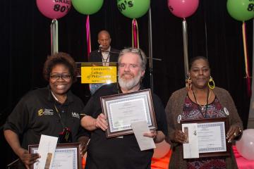 Three receive their certificates for 30 years of service.