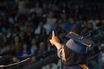 Student speaker Lindsay Johnson gives her speech.