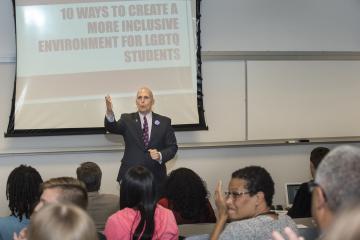 Keynote speaker John J. "Ski" Sygielski, the President of HACC, Central PA Community College, speaks.