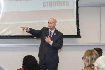 Mr. Sygielski asks questions of the audience.