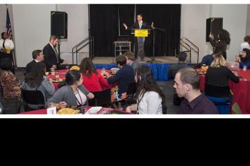 Presenter Darryl Irizarry introduces Master of Ceremonies, Nestor Torres.