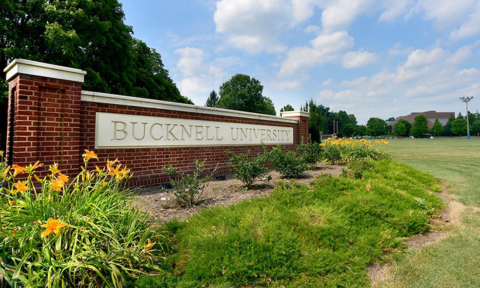 Picture of a sign that says Bucknell University at their campus