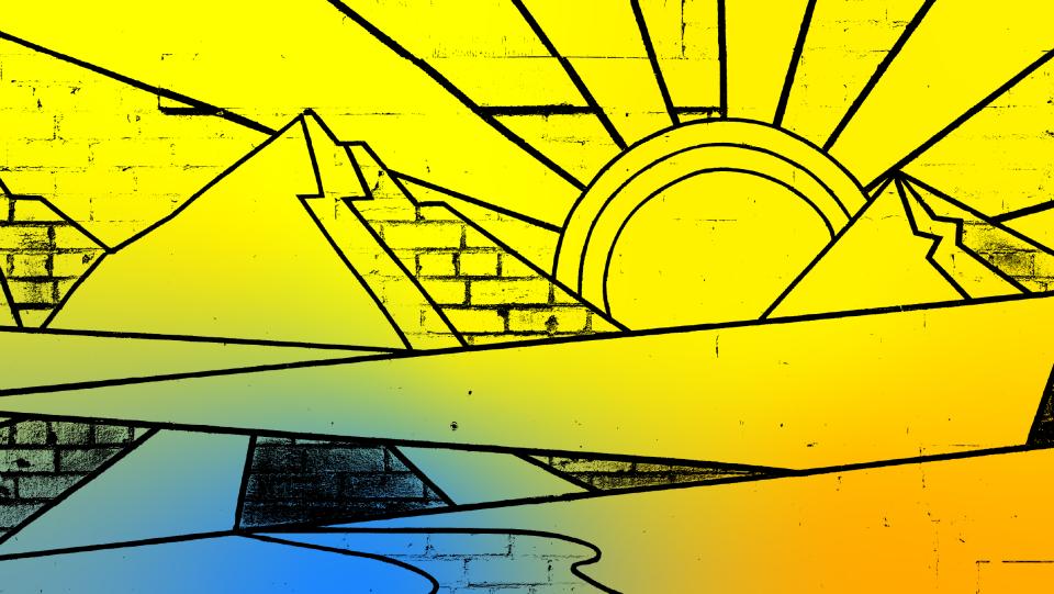 Sunset over the mountains graphic image.