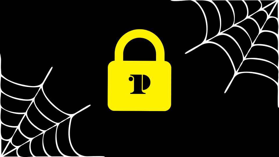 Lock, spider webs, ccp logo