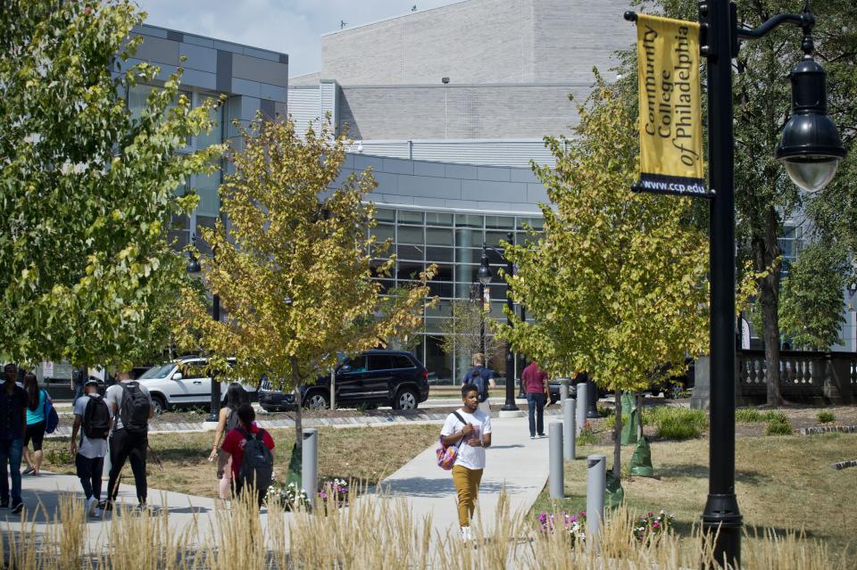 Students walking on campus