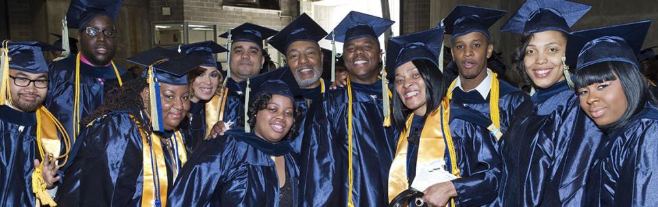 Students at Commencement in their caps and gowns