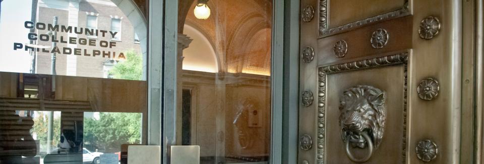 The doors entering the Mint building
