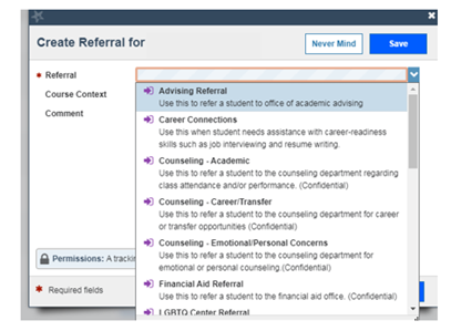 This image displays referral options when clicking the arrow next to Referrals. 