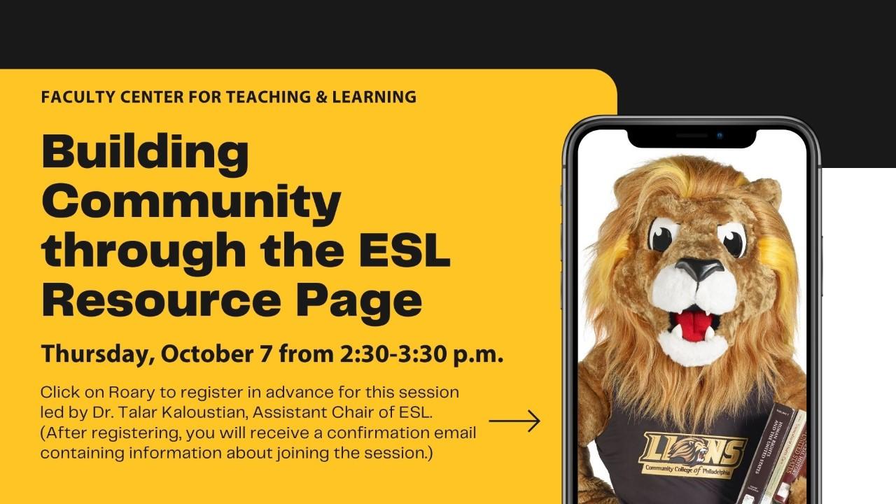 "Building Community through the ESL Resource Page" link to session
